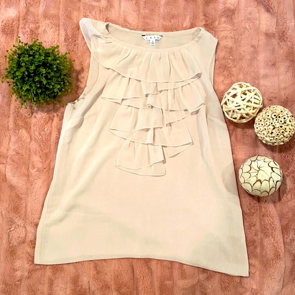 Flowy CAbi sleeveless blouse. Beautiful detailing.